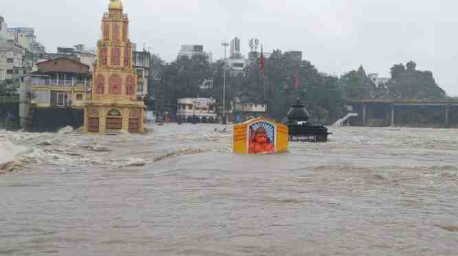 Torrential rain overnight, river at danger level