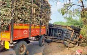 Karjat Accident Woman dies after being crushed under sugarcane trailer