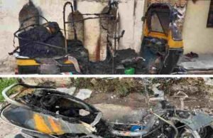 Three vehicles set on fire in Sangamner