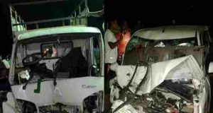 Two killed, 11 injured in car-tempo collision Accident
