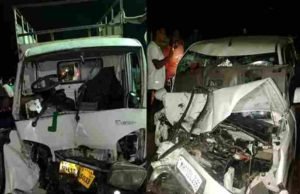 Two killed, 11 injured in car-tempo collision Accident