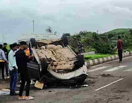 Car two-wheeler accident on Nashik Pune highway