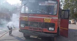 running bus from Nashik to Shirdi catches fire