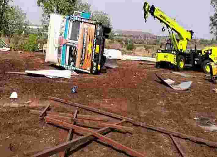 Weather update container overturned by a gale Two died