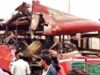 ST bus hits container Eight injured