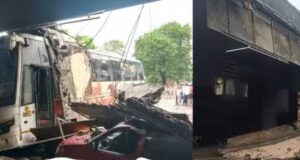 Lightning strike at Sinnar bus stand, part of slab collapses