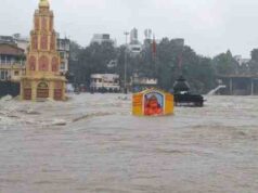 Torrential rain overnight, river at danger level