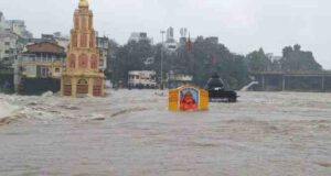 Torrential rain overnight, river at danger level